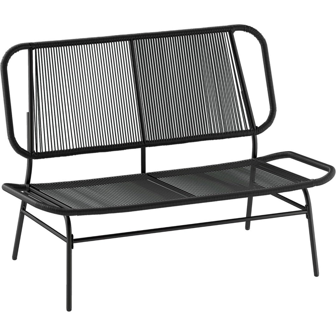 Divano Outsunny Divano da Giardino 2 Posti in Rattan PE Telaio in Acciaio Nero