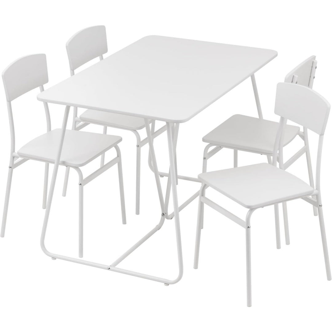 Tavolo Set Tavolo + 4 Sedie con struttura in acciaio