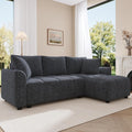 Divano Divano a 3 posti, in ciniglia, grigio, 82,5 x 127 x 204 cm, divano ad angol