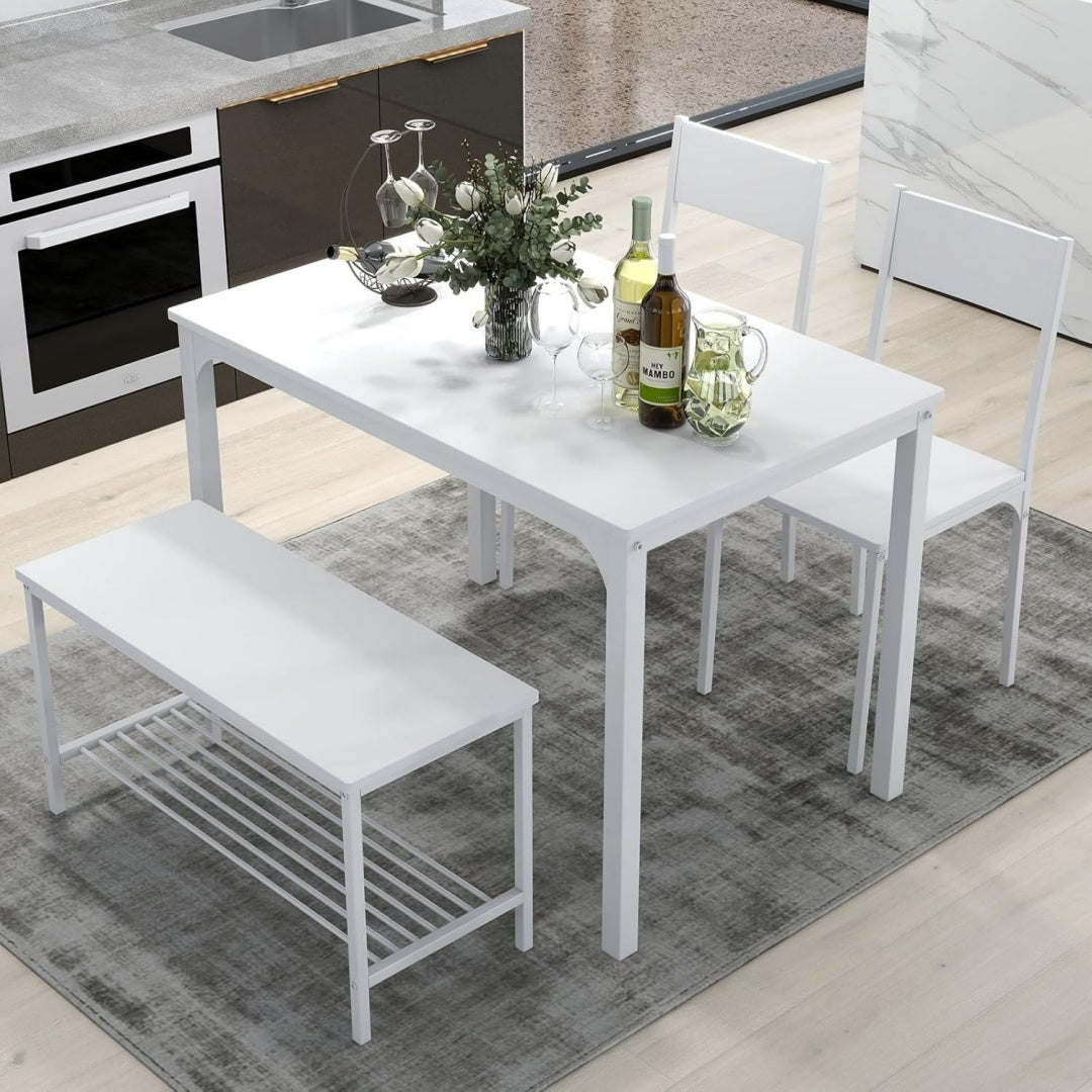 Tavolo SogesHome Set di Tavolo da Pranzo 4 Pezzi - Tavolo, 2 Sedie e Panchina Con