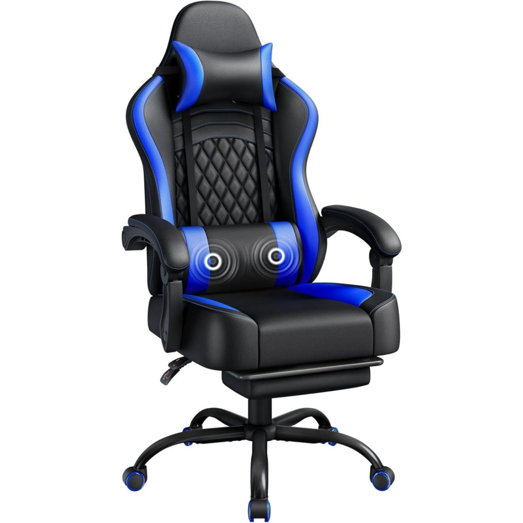 Sedia Sedia da Gaming Massaggiante, Sedia da Ufficio con Poggiatesta, Poggiapiedi