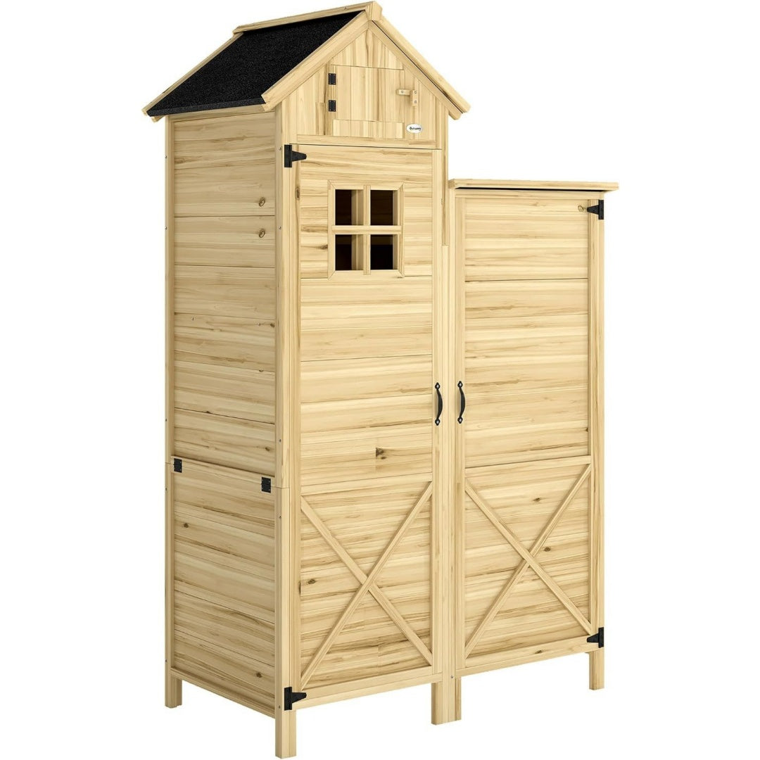 Armadio Outsunny Armadio da Giardino in Legno di Abete 106x57x167 cm Color Legno